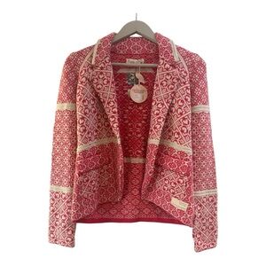 Odd Molly Pink and Cream Patterned Knit Cardigan